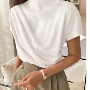 White Draped Short Sleeve Tee